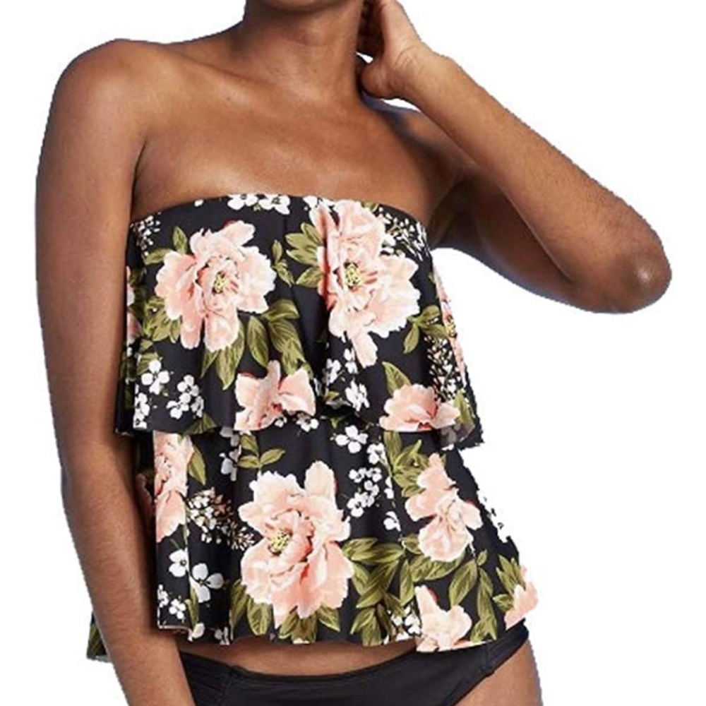 KONA SOL tiered bandeau tankini swim top